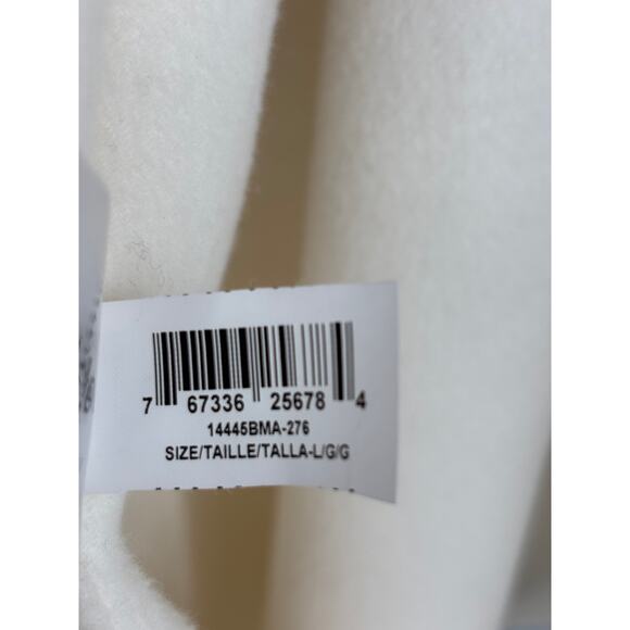 BCBG Max Azria Double Face Wool Blend Cream Wrap Coat Hooded Large Womens - Picture 12 of 12